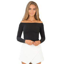 New Fashion Tops Women Long Sleeve Off The Shoulder Sleeveless Short Top Tight Knitting Casual Strapless T-shirt Femme GS