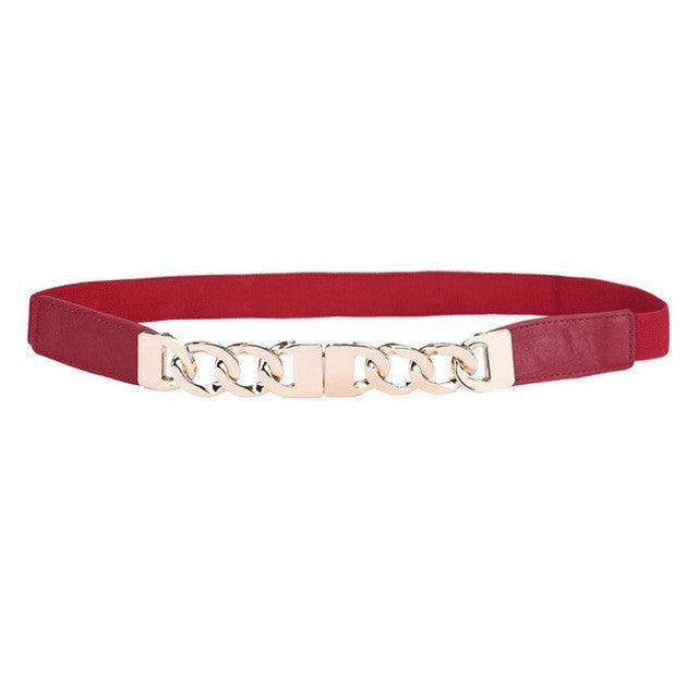 New Fashion Women Belt 3 Color Pu Leather Elastic Waist Band Metal Waist Strap Belts For Women Female Cinturones Mujer GS