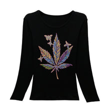 New Fashion Women Full Sleeve Female Diamond tops Bling clothing XL-4XL T shirts Floral Print t-shirt Women Top 72107 GS