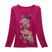 New Fashion Women Full Sleeve Female Diamond tops Bling clothing XL-4XL T shirts Floral Print t-shirt Women Top 72107 GS