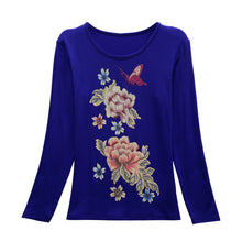 New Fashion Women Full Sleeve Female Diamond tops Bling clothing XL-4XL T shirts Floral Print t-shirt Women Top 72107 GS