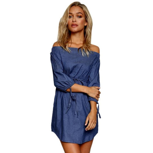 New Fashion Women Sexy Casual Off Shoulder Long Sleeve Bandage Short Mini Dress Women   Ladies Dresses Robes GS