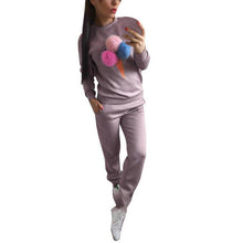 New Fashion Women Sweatshirt Plush Ball   Long Sleeve Women Two Piece Set Long Pants + 1 PCS Tops Outfit Women GS