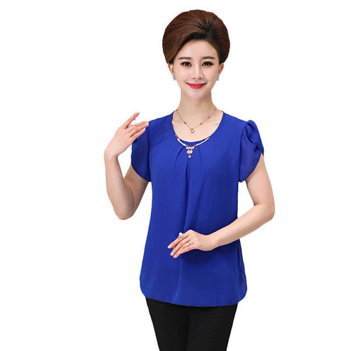 New Fashion Women T shirts Chiffon T-shirt Women O-neck Top Short Sleeve XL-4XL Female Plus Size tops 70915 GS