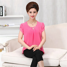 New Fashion Women T shirts Chiffon T-shirt Women O-neck Top Short Sleeve XL-4XL Female Plus Size tops 70915 GS