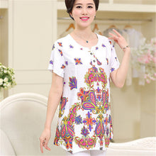 New Fashion Women T shirts Floral Print T-shirt Women O-neck Top Short Sleeve XL-4XL Female Plus Size tops 70914 GS
