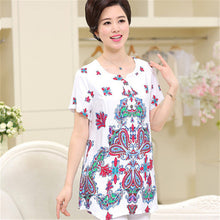 New Fashion Women T shirts Floral Print T-shirt Women O-neck Top Short Sleeve XL-4XL Female Plus Size tops 70914 GS