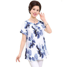 New Fashion Women T shirts Floral Print T-shirt Women O-neck Top Short Sleeve XL-4XL Female Plus Size tops 70914 GS