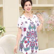 New Fashion Women T shirts Floral Print T-shirt Women O-neck Top Short Sleeve XL-4XL Female Plus Size tops 70914 GS
