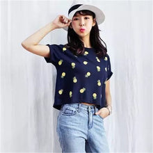 New Fashion Women clothing Short T shirts Pineapple Print t-shirt Women Top Short Sleeve Female Fruit tops 71678 GS