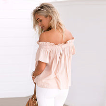 New Fashion Women clothing T shirt Short Sleeve Slash Neck Off Shoulder t-shirt Women Top Female tops 71624 GS