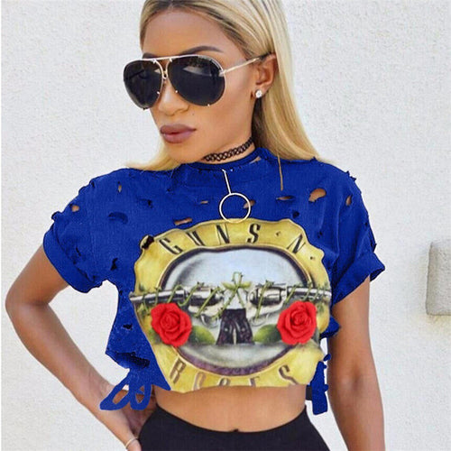 New Fashion Women clothing T shirts Hollow Out Letter Print t-shirt Women Top Short Sleeve Female Crop tops 71623 GS