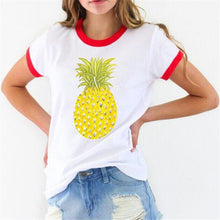 New Fashion Women clothing T shirts Pineapple Print t-shirt Women Top Short Sleeve Female Fruit tops 71621 GS
