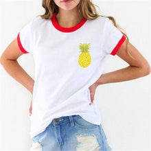New Fashion Women clothing T shirts Pineapple Print t-shirt Women Top Short Sleeve Female Fruit tops 71621 GS