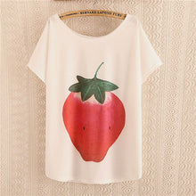 New Fashion Women clothing T shirts Strawberry Print t-shirt Women Top Short Sleeve Female Fruit tops 71685 GS