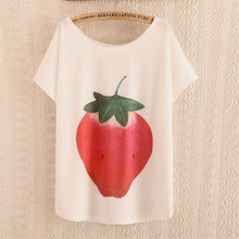 New Fashion Women clothing T shirts Strawberry Print t-shirt Women Top Short Sleeve Female Fruit tops 71685 GS