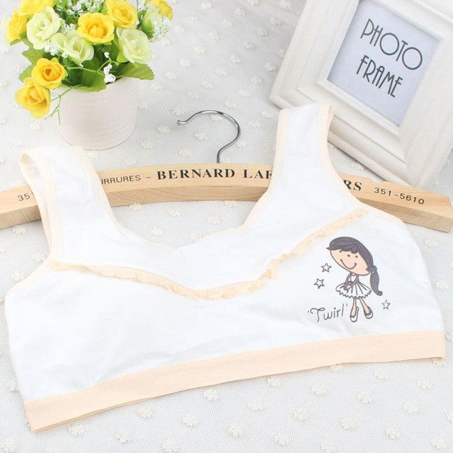 New Lovely Bra Girls Underwear Cute Cotton Vest Children Padded Underclothes Cropped Tops Women Soutien Gorge GS