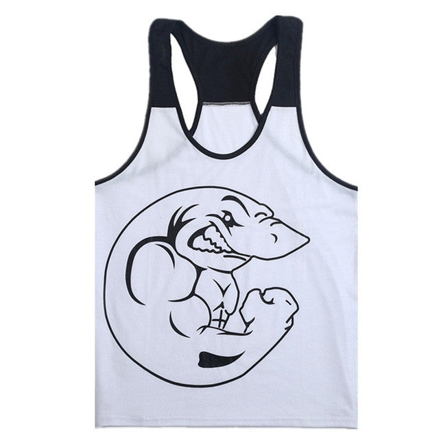 New Men Cotton Plus Size O-neck Character Tank Tops Bodybuilding Fitness Mens Vest Tank Tops 70393 GS