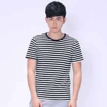 New Plus Size S-3XL T Shirt Black and White Men Short-sleeved O- Neck T-shirt Stripped t Shirt Tops 70405 GS