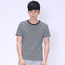 New Plus Size S-3XL T Shirt Black and White Men Short-sleeved O- Neck T-shirt Stripped t Shirt Tops 70405 GS