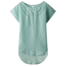 New Short Sleeve Fashion T-shirts Large Size Female T shirts Floral Hollow Out Print Tops Women Chiffon t shirt 71262 GS