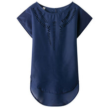 New Short Sleeve Fashion T-shirts Large Size Female T shirts Floral Hollow Out Print Tops Women Chiffon t shirt 71262 GS