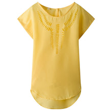 New Short Sleeve Fashion T-shirts Large Size Female T shirts Floral Hollow Out Print Tops Women Chiffon t shirt 71262 GS