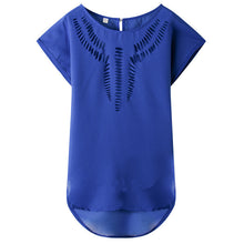 New Short Sleeve Fashion T-shirts Large Size Female T shirts Floral Hollow Out Print Tops Women Chiffon t shirt 71262 GS