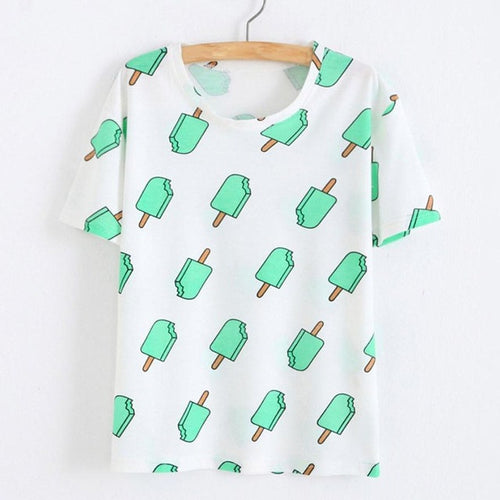 New  Blouse Women Printed Short Sleeve Blusas Print Blouses Shirts Female Casual Shirts Women Tops Camisas Femininas GS