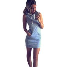New Summer Dress Women Bodycon Hooded Dress Pullover Mini Beach Dresses Short Vestidos With Pocket 71259 GS