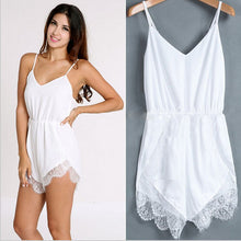New V-Neck Womens Casual Jumpsuit Black White Lace Jumpsuit Women Rompers Macacao Feminino Macaquinhos Overalls For Women GS