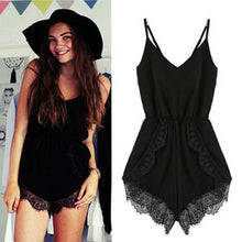 New V-Neck Womens Casual Jumpsuit Black White Lace Jumpsuit Women Rompers Macacao Feminino Macaquinhos Overalls For Women GS