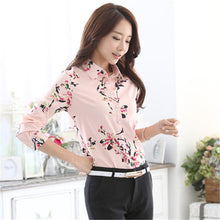 New Women Blouse Turn-down Collar Full Sleeve Tee Shirt Casual Button Blouses Fashion Floral Print Plus Size Blusas 71264 GS
