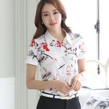 New Women Blouse Turn-down Collar Full Sleeve Tee Shirt Casual Button Blouses Fashion Floral Print Plus Size Blusas 71264 GS