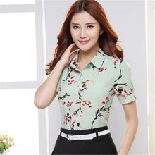 New Women Blouse Turn-down Collar Full Sleeve Tee Shirt Casual Button Blouses Fashion Floral Print Plus Size Blusas 71264 GS