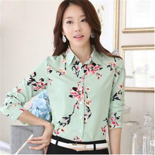 New Women Blouse Turn-down Collar Full Sleeve Tee Shirt Casual Button Blouses Fashion Floral Print Plus Size Blusas 71264 GS
