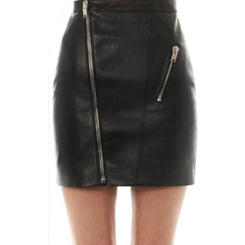 New Women Faux Leather High Waist Skirts Zipper   Pencil Mini Skirt Women Faldas Korean Fashion Saias Femininas GS