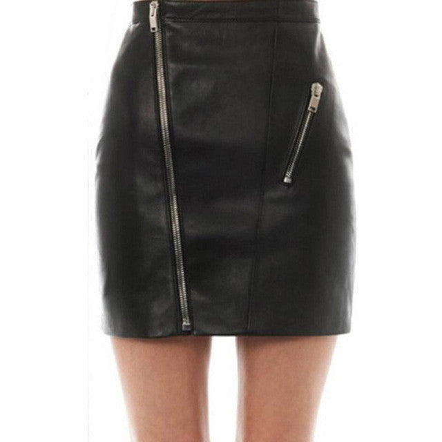 New Women Faux Leather High Waist Skirts Zipper   Pencil Mini Skirt Women Faldas Korean Fashion Saias Femininas GS