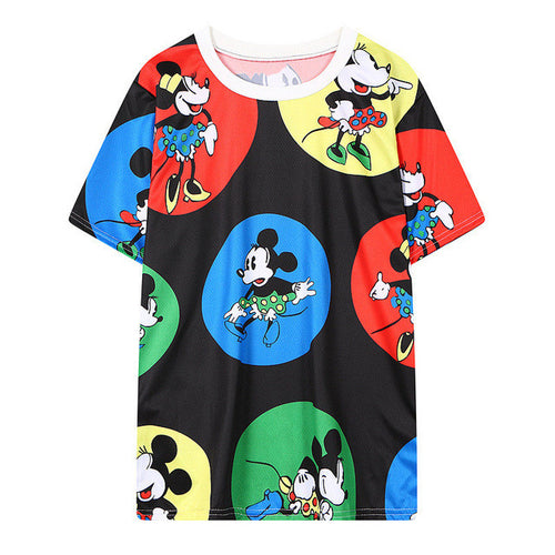 New Women T shirts Animal Mouse Print T-shirt Woman O-neck Top Short Sleeve Female Plus Size Carton t shirt 71501 GS