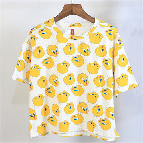 New Women T shirts Duck Print T-shirt Women O-neck Top Short Sleeve Female Plus Size Animal Print tops 71491 GS