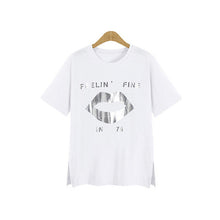 New Women T shirts clothing Letter Print t-shirt Women Top Short Sleeve Female M-5XL Plus Size tops 71090 GS
