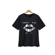 New Women T shirts clothing Letter Print t-shirt Women Top Short Sleeve Female M-5XL Plus Size tops 71090 GS