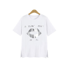 New Women T shirts clothing Letter Print t-shirt Women Top Short Sleeve Female M-5XL Plus Size tops 71090 GS