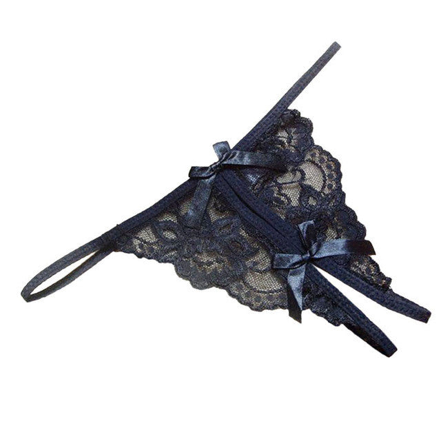 New women G String Open fork Transparency tanga bowknot Women Underwear Featured Strappy Sexy Panties GS