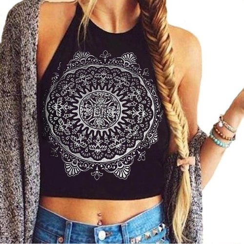 Sexy Cotton Crop Top Women Fashion Print Tops Tank Bustier Tanks Sleeveless Vest Women's Shirt cropped feminino YLYL GS