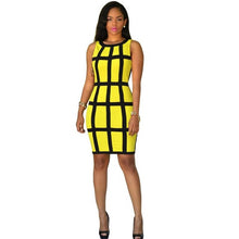 Sheath Bodycon Women Dress Geometric O Neck Sleeveless Mini Work Wear Sexy Dresses Ladies Female  Dress Robe Femme GS