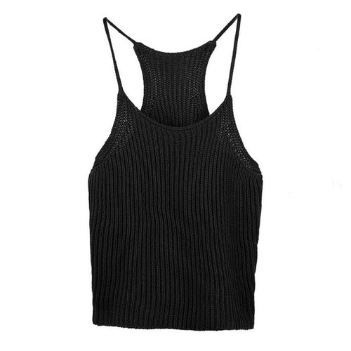 Solid Tank Tops Knitted Camis Women Sleeveless Crop Top 5 Colors  Simply StyleWoman Bustier Crop Top Black GS