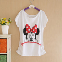 Summer New Brand T shirt Digital Print Minnie Cotton T-shirt Lady Batwing Sleeve Tshirt Tops Tee For Women GS