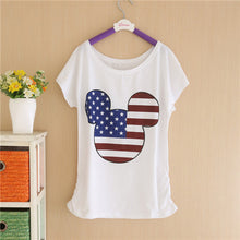 Summer New Brand T shirt Digital Print Minnie Cotton T-shirt Lady Batwing Sleeve Tshirt Tops Tee For Women GS