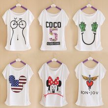 Summer New Brand T shirt Digital Print Minnie Cotton T-shirt Lady Batwing Sleeve Tshirt Tops Tee For Women GS